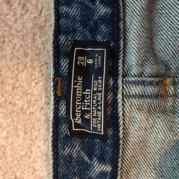 Abercrombie & Fitch Distressed Denim Skirt - Zoe Natural Rise A Line - Picture 2 of 3